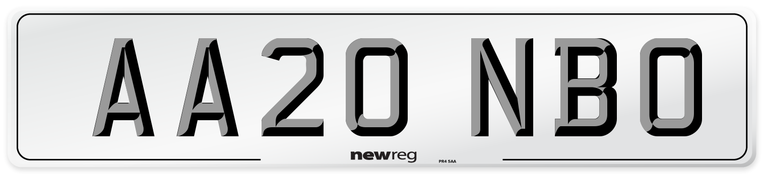 AA20 NBO Number Plate from New Reg